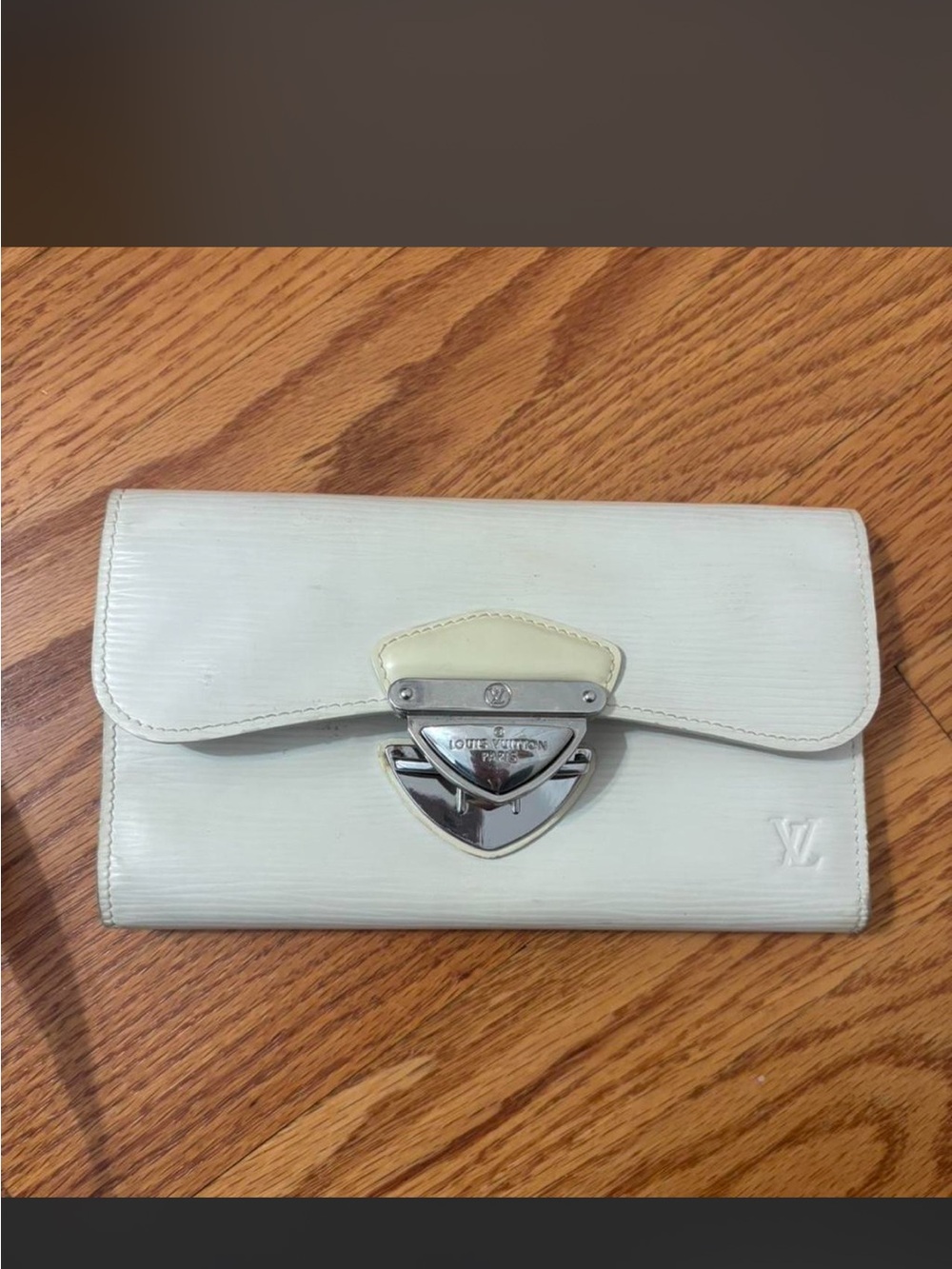 Louis Vuitton Cream Epi Leather Continental Wallet with Silver Lock